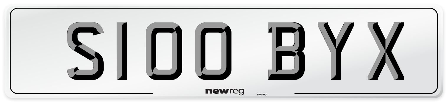 S100 BYX Number Plate from New Reg